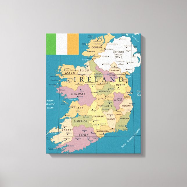 Toile Carte vintage de l'Irlande (Recto)