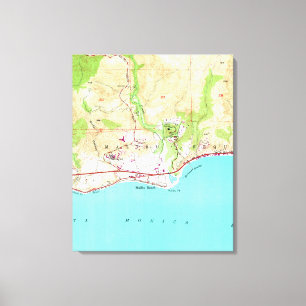 Toile Carte vintage de Malibu California (1950)