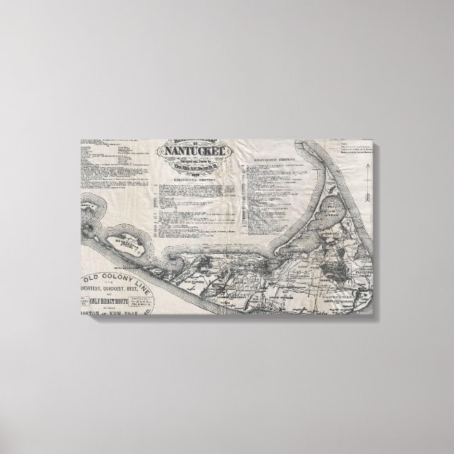 Toile Carte vintage de Nantucket (Recto)