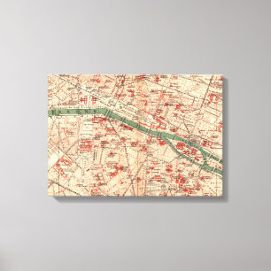 Toile Carte vintage de Paris France (1910)
