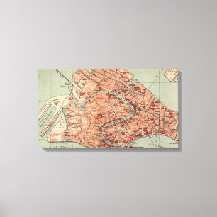 Toile Carte vintage de Venise Italie (1920)
