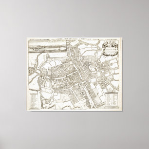Toile Carte vintage d'Oxford Angleterre (1675)