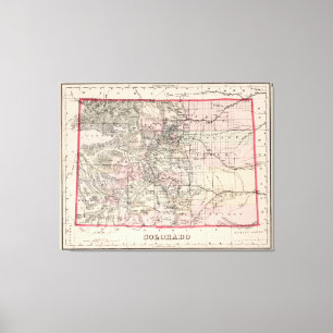 Toile Carte vintage du Colorado (1884)