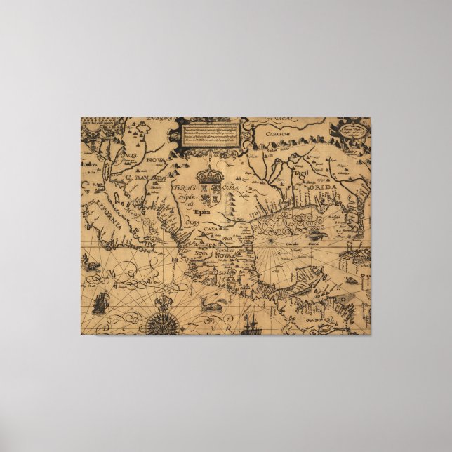 Toile Carte vintage du Mexique (1600) (Recto)