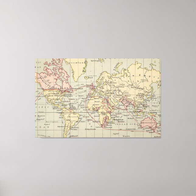 Toile Carte vintage du monde (1914) (Recto)