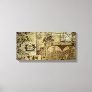 Toile Cartes vintage vieux monde