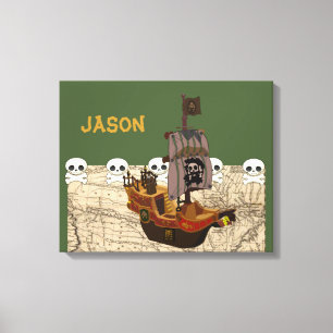 Toile Cartoon Pirate Ship Personalize