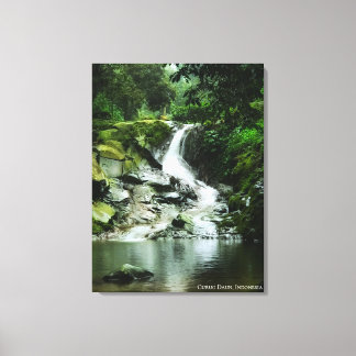 Toile Cascade d'eau verte luxuriante et tranquille paysa