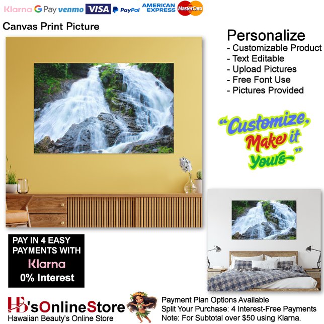 Toile Cascade Décoration Nature Relâchement Bureau à dom (Waterfalls Nature Relax Home Office Canvas Print Picture 11.)
