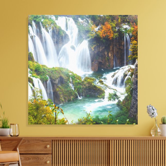 Toile Cascade dramatique Cascade Eau en cascade Couleurs (Insitu(Salon))