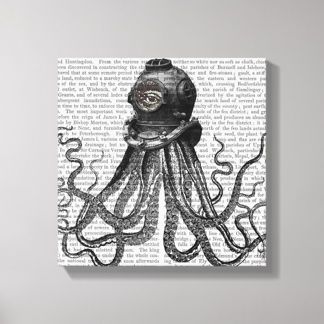 Toile Casque de pieuvre et de plongée (Recto)