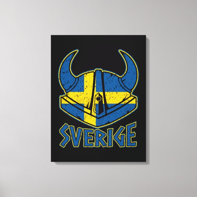 Toile Casque Viking suédois Cadeau Drapeau suédois Vikin (Recto)