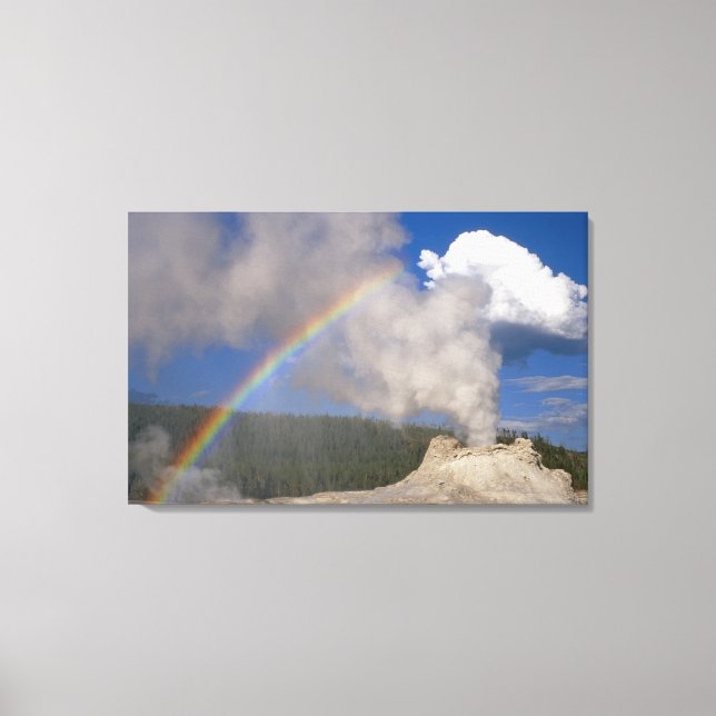 Toile Castle Geyser avec arc-en-ciel, Yellowstone Nation (Recto)