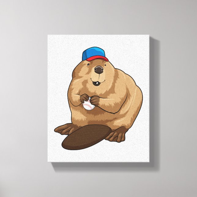 Toile Castor au baseball avec baseball (Recto)