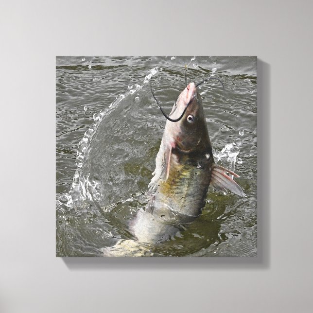 Toile Catfish De Chaîne Qui Saute De L'Eau (Recto)