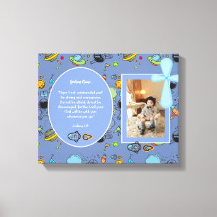 Toile Catholique Garçons Croix Bleue Citation biblique P