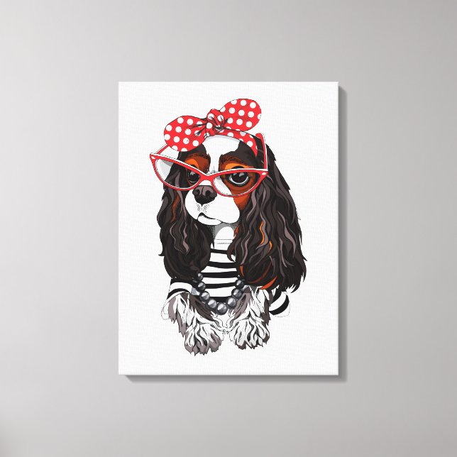 Toile Cavalier King Charles Spaniel De Paris Avec Amour (Recto)