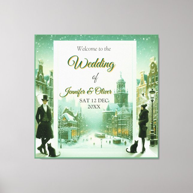 Toile Célébrations d'hiver dans la neige, avec Kittens (Recto)