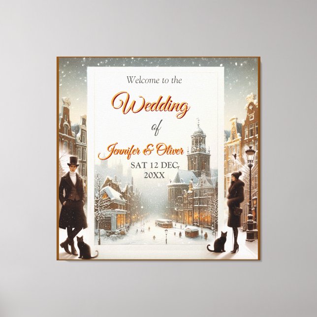 Toile Célébrations d'hiver dans la neige, avec Kittens (Recto)