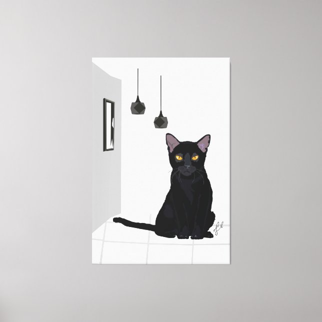 Toile Célèbre Peinture de Chat Noir Imprimé Mur Art (Recto)