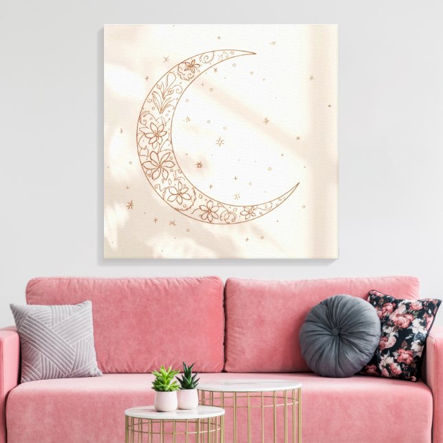 Toile Celestial Boho Canvas Print | Minimal Lunar Cycle  (Insitu(Salon))