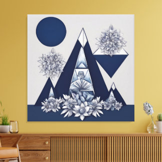 Toile Celestial midnight bloom geometric AI art 