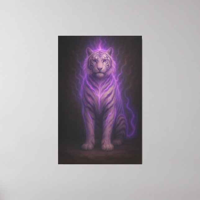 Toile Celestial Purple Flame White Tiger – High-End Fant (Recto)