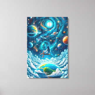 Toile Celestial Swing: Dreaming Above Earth Print