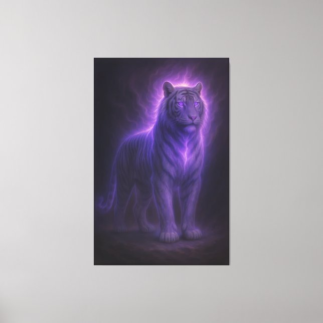 Toile Celestial White Tiger – Stormlit Azure Majesty (Recto)