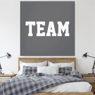Toile Centre sportif amusant TEAM Texte blanc sur gris m