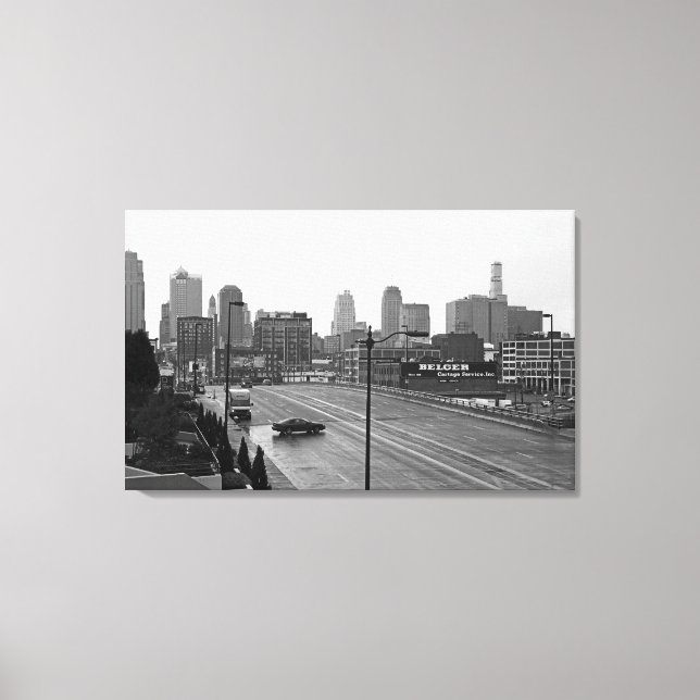 Toile Centre-ville de Kansas City Skyline - Photo noir e (Recto)