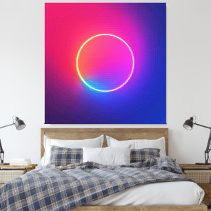 Toile Cercle de néon lumineux - Art abstrait