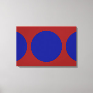 Toile Cercles bleus sur le rouge