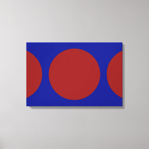 Toile Cercles rouges en bleu