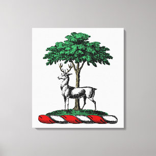 Toile Cerf Daim devant un Arbre Emblème de Blason Hérald