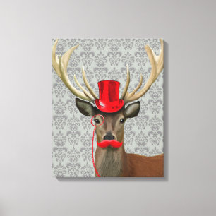Toile Cerfs communs avec Red Hat et la moustache