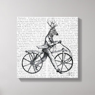 Toile Cerfs communs élégants sur la bicyclette vintage