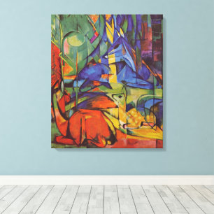 Toile Cerfs dans la forêt II par Franz Marc, Art Vintage
