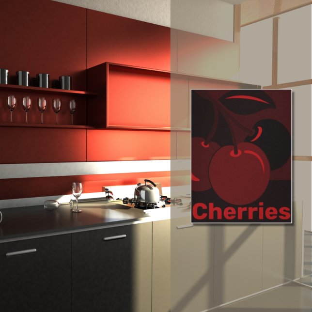 Toile Cerises rouges, Décor Mur de cuisine noire (Créateur téléchargé)
