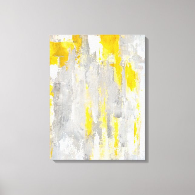 Toile 'C'est Random' Gris et Jaune Art Abstrait (Recto)