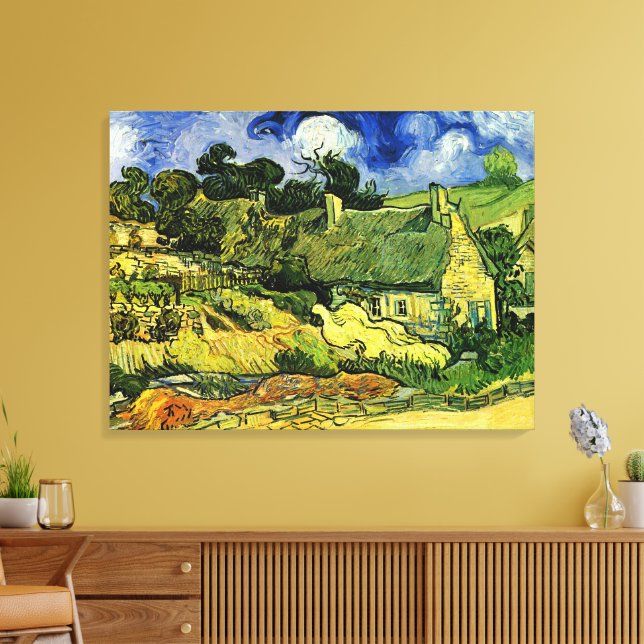 Toile Chalets à chaume, Cordeville par Vincent van Gogh (Insitu(Salon))