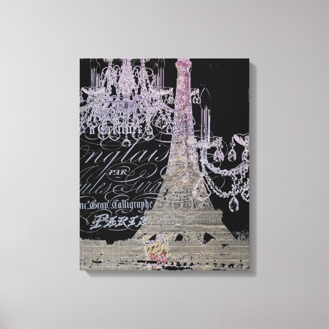 Toile chalkboard scripts chandelier paris eiffel tower (Recto)