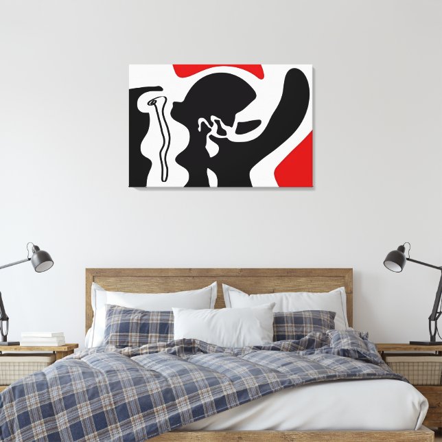 Toile Chambre de décalage : Noir, Blanc et Rouge Abstrai (Insitu(Chambre))