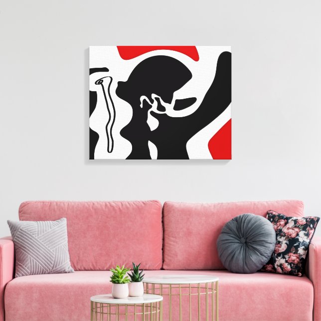 Toile Chambre de décalage : Noir, Blanc et Rouge Abstrai (Insitu(Salon))