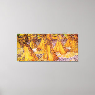 Toile Champ avec piles de blé par Van Gogh.