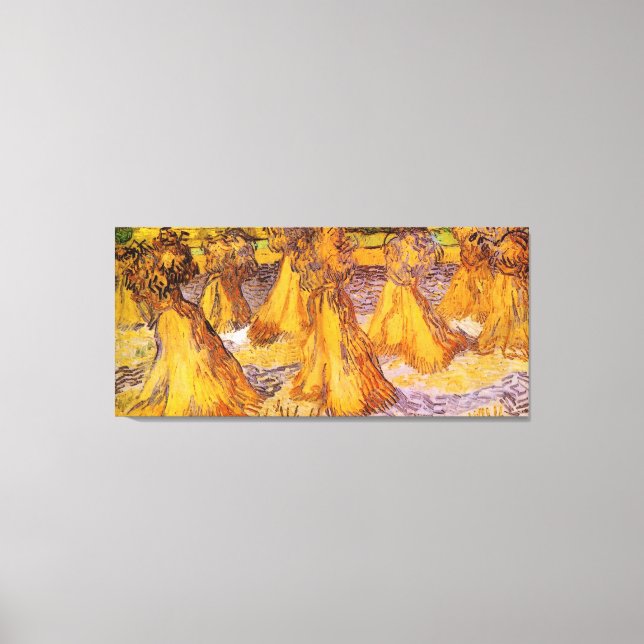 Toile Champ avec piles de blé par Van Gogh. (Recto)