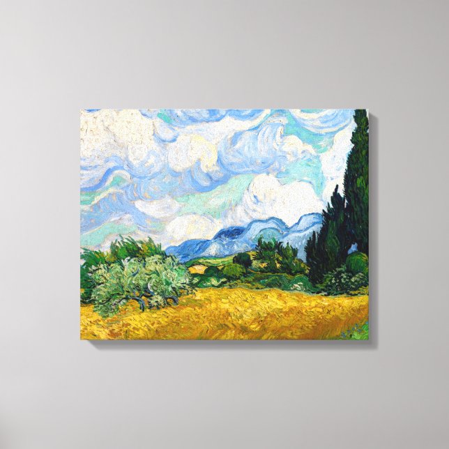 Toile Champ de blé avec Cyprès par Vincent Van Gogh (Recto)
