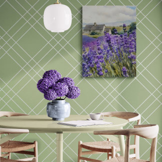 Toile Champ de lavande à l'aquarelle vibrante