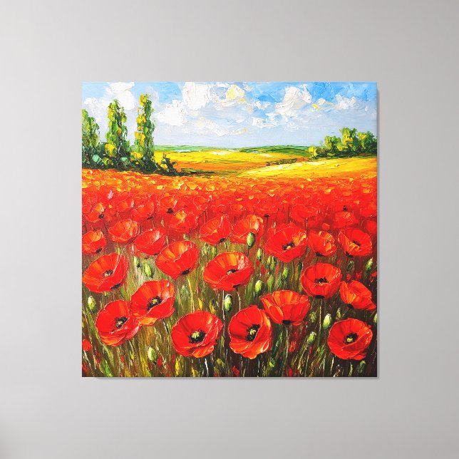 Toile Champ vif de pavots rouges florissants (Recto)