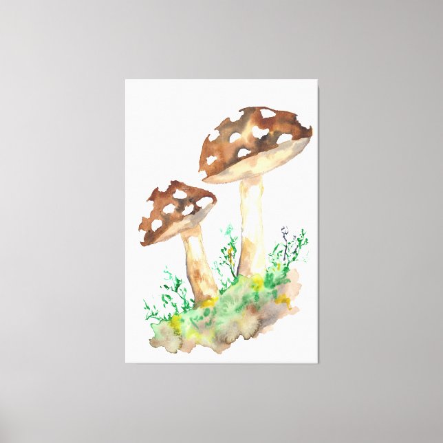 Toile Champignon Brown Aquarelle (Recto)